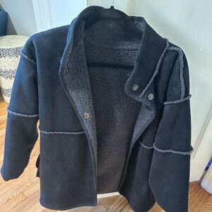 Velvet by Graham and Spencer Albany Luxe Sherpa Reversible Jacket in black/grey